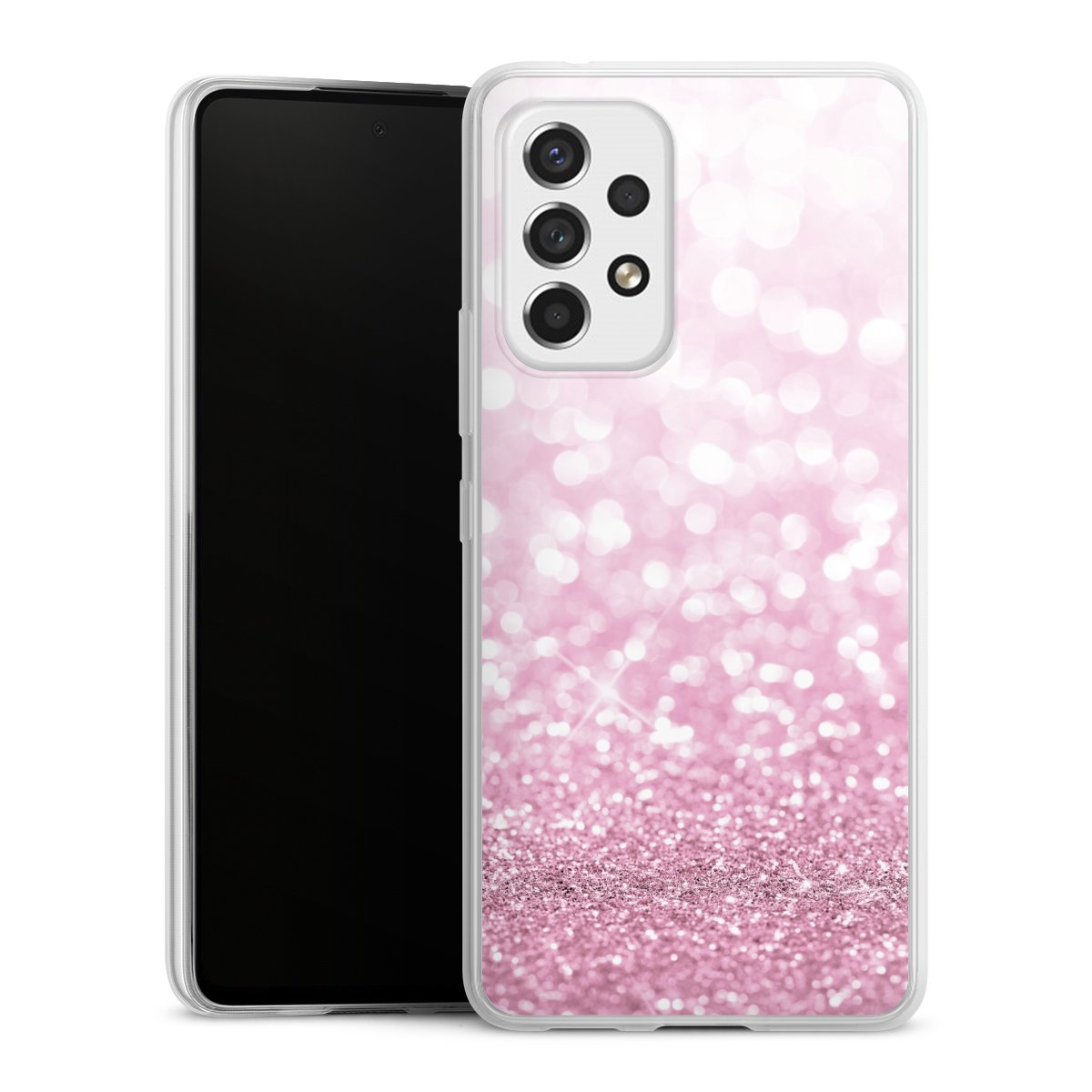 Galaxy A53 5G Handy Slim Case extra dünn Silikon Handyhülle transparent Hülle Glitzer Pink Shine Silikon Slim Case