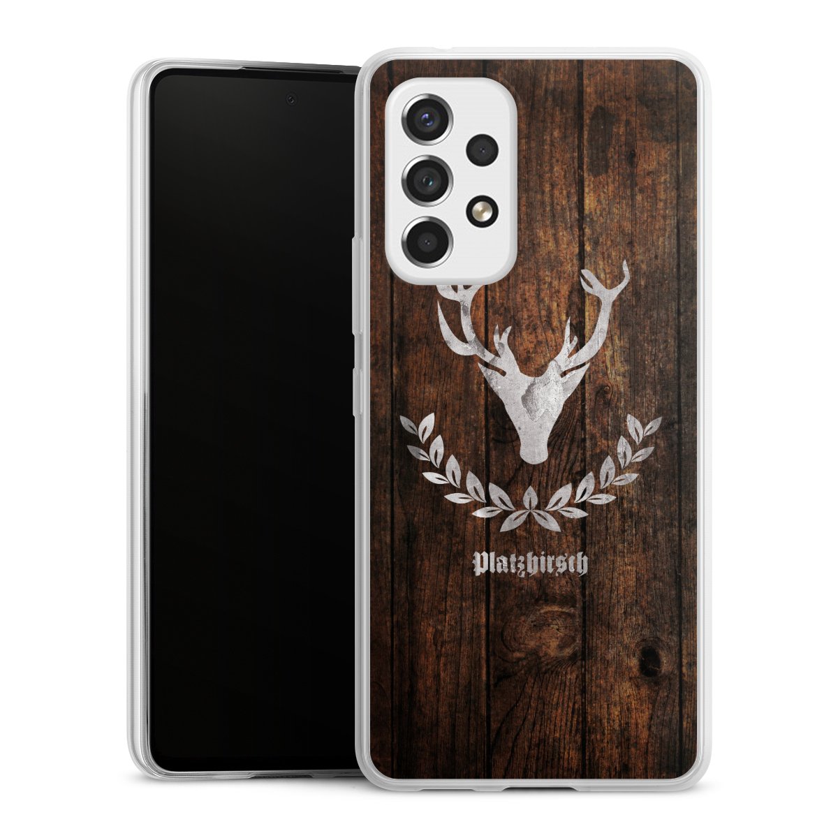 Galaxy A53 5G Handy Slim Case extra dünn Silikon Handyhülle transparent Hülle Deer Wood Wooden Look Silikon Slim Case