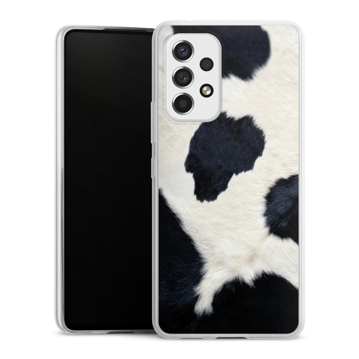 Galaxy A53 5G Handy Slim Case extra dünn Silikon Handyhülle transparent Hülle Animal Look Animal Print Cow Skin Silikon Slim Case