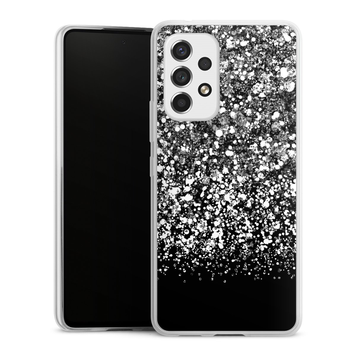 Galaxy A53 5G Handy Slim Case extra dünn Silikon Handyhülle transparent Hülle Glitzer Snowflake Muster Silikon Slim Case