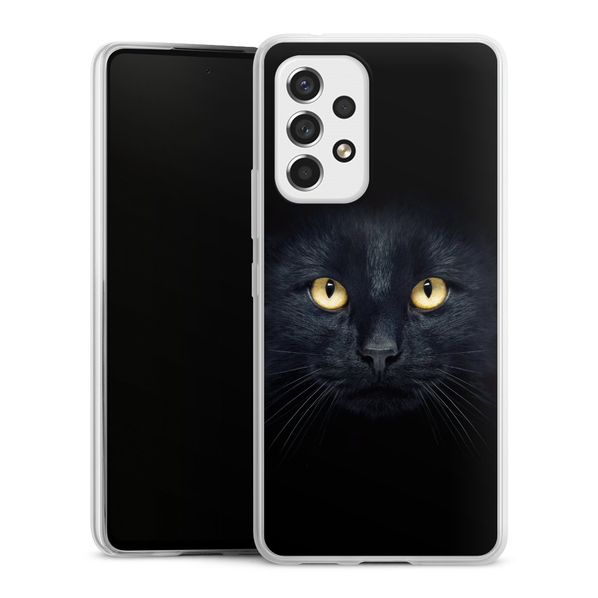 Galaxy A53 5G Handy Slim Case extra dünn Silikon Handyhülle transparent Hülle Eye Cat Black Silikon Slim Case