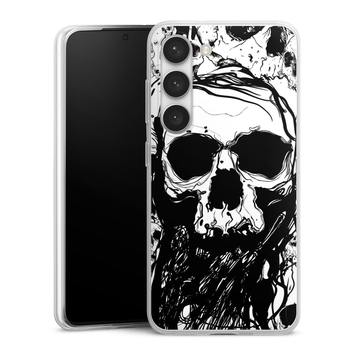 Galaxy S23 Handy Slim Case extra dünn Silikon Handyhülle transparent Hülle Totenkopf Halloween Silikon Slim Case