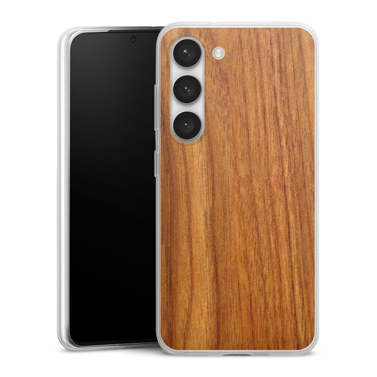 Galaxy S23 Handy Slim Case extra dünn Silikon Handyhülle transparent Hülle Wood Larch Wooden Look Silikon Slim Case