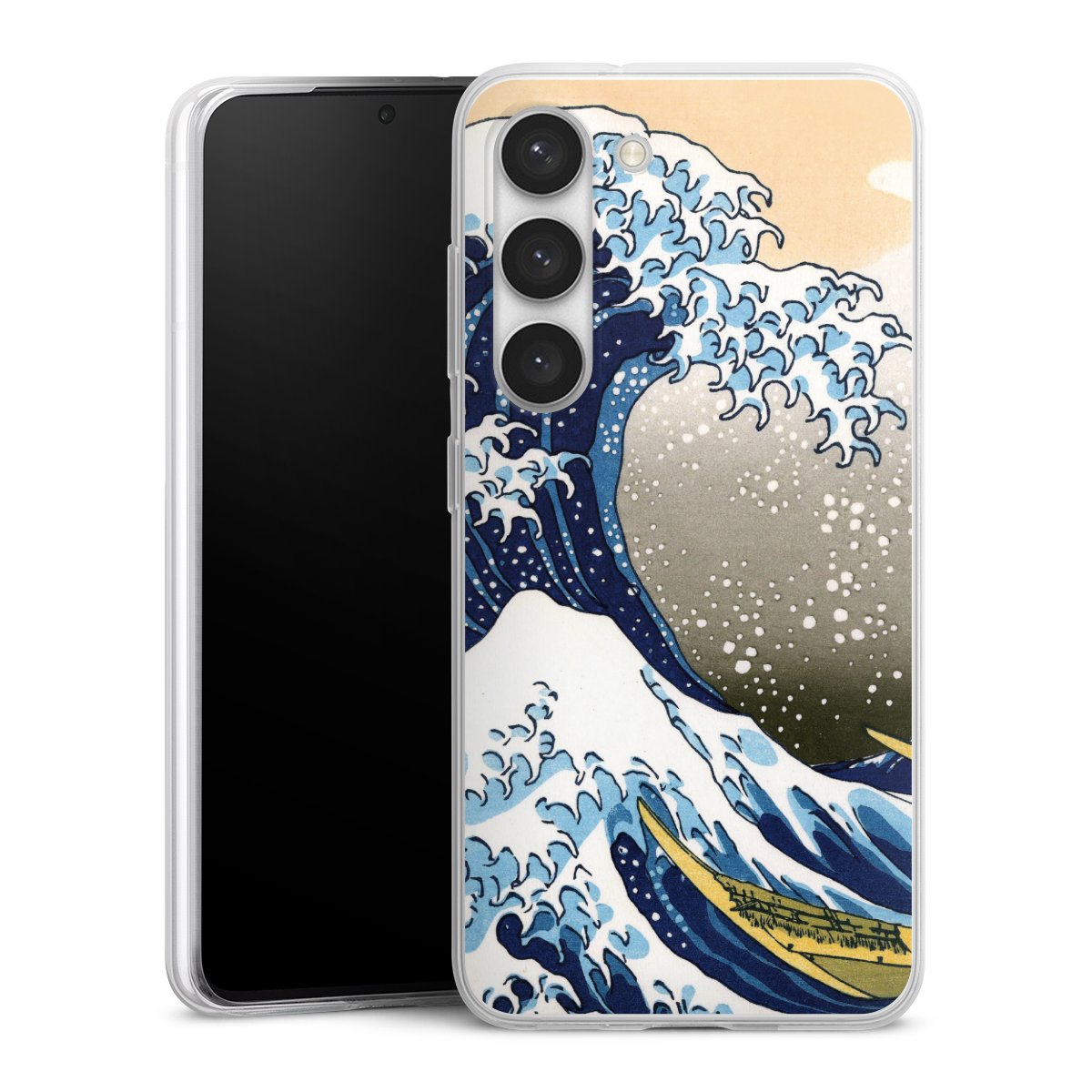 Galaxy S23 Handy Slim Case extra dünn Silikon Handyhülle transparent Hülle Kunst Katsushika Hokusai Die Große Welle Vor Kanagawa Silikon Slim Case