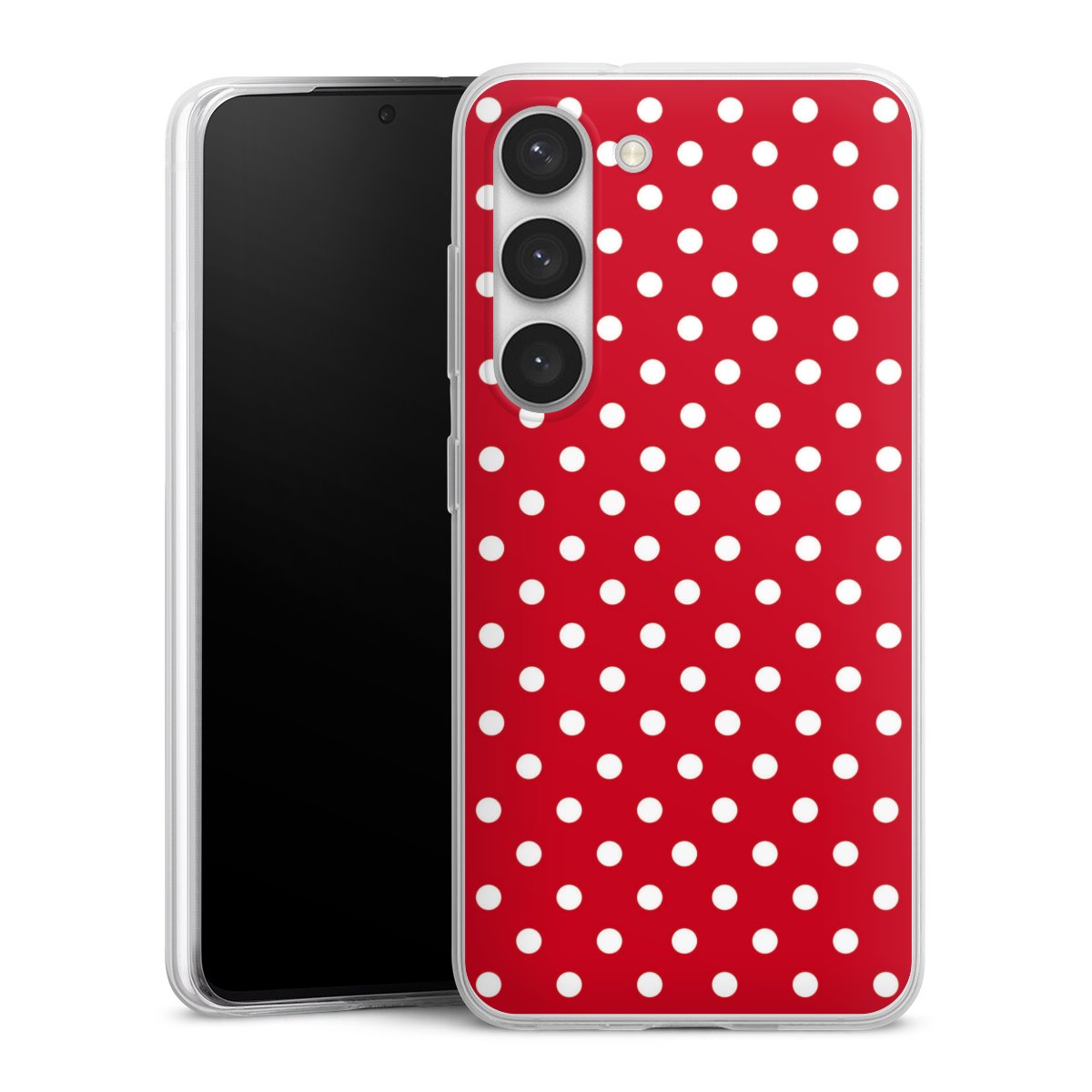 Galaxy S23 Handy Slim Case extra dünn Silikon Handyhülle transparent Hülle Points Polka Dots Retro Silikon Slim Case