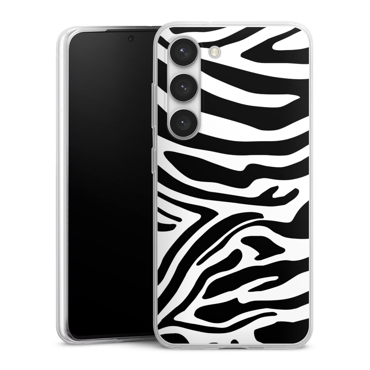 Galaxy S23 Handy Slim Case extra dünn Silikon Handyhülle transparent Hülle Zebra Animal Look Animal Print Silikon Slim Case