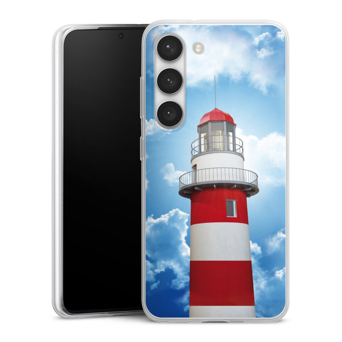 Galaxy S23 Handy Slim Case extra dünn Silikon Handyhülle transparent Hülle Lighthouse Sky Cloud Silikon Slim Case