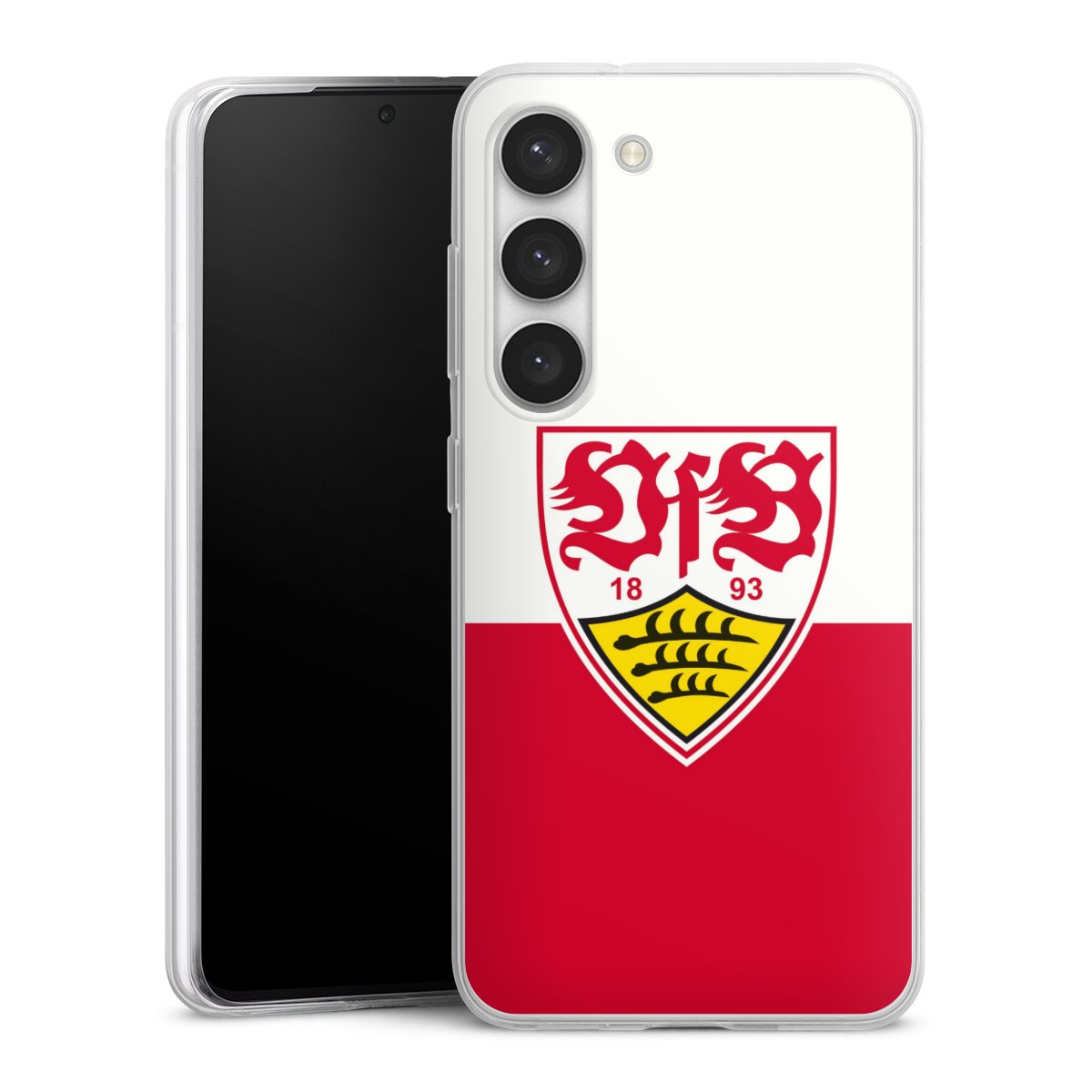 Galaxy S23 Handy Slim Case extra dünn Silikon Handyhülle transparent Hülle Official Licensed Product Logo Vfb Stuttgart Silikon Slim Case