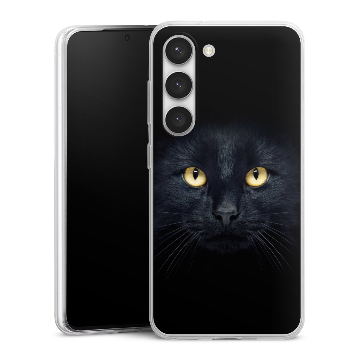 Galaxy S23 Handy Slim Case extra dünn Silikon Handyhülle transparent Hülle Eye Cat Black Silikon Slim Case