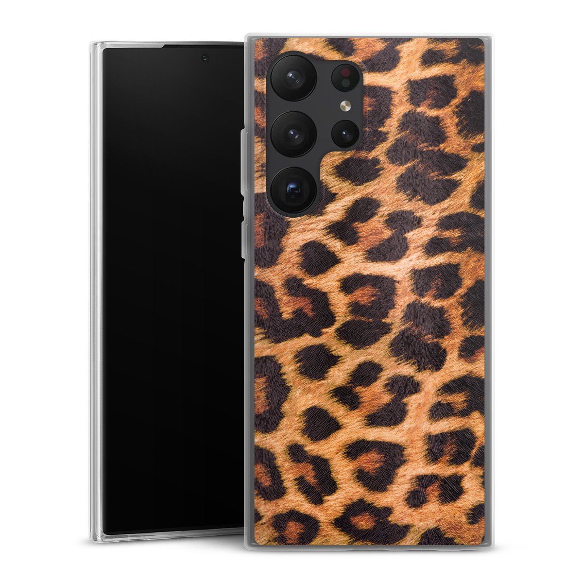 Galaxy S23 Ultra Handy Slim Case extra dünn Silikon Handyhülle transparent Hülle Animal Print Leopard Fur Silikon Slim Case