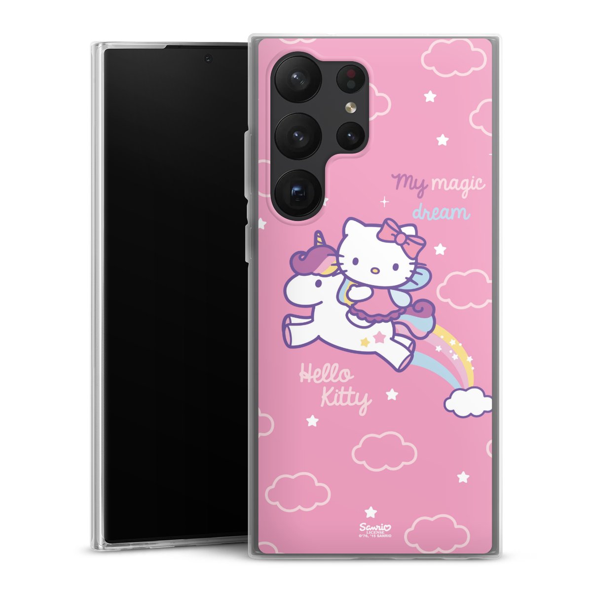 Galaxy S23 Ultra Handy Slim Case extra dünn Silikon Handyhülle transparent Hülle Einhorn Official Licensed Product Hello Kitty Silikon Slim Case