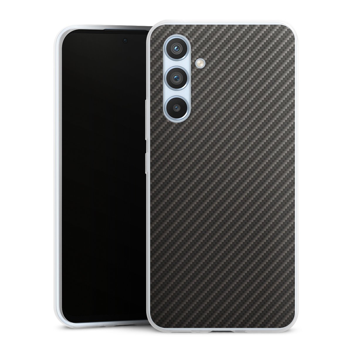 Galaxy A54 5G Handy Slim Case extra dünn Silikon Handyhülle transparent Hülle Metallic Look Carbon Muster Silikon Slim Case