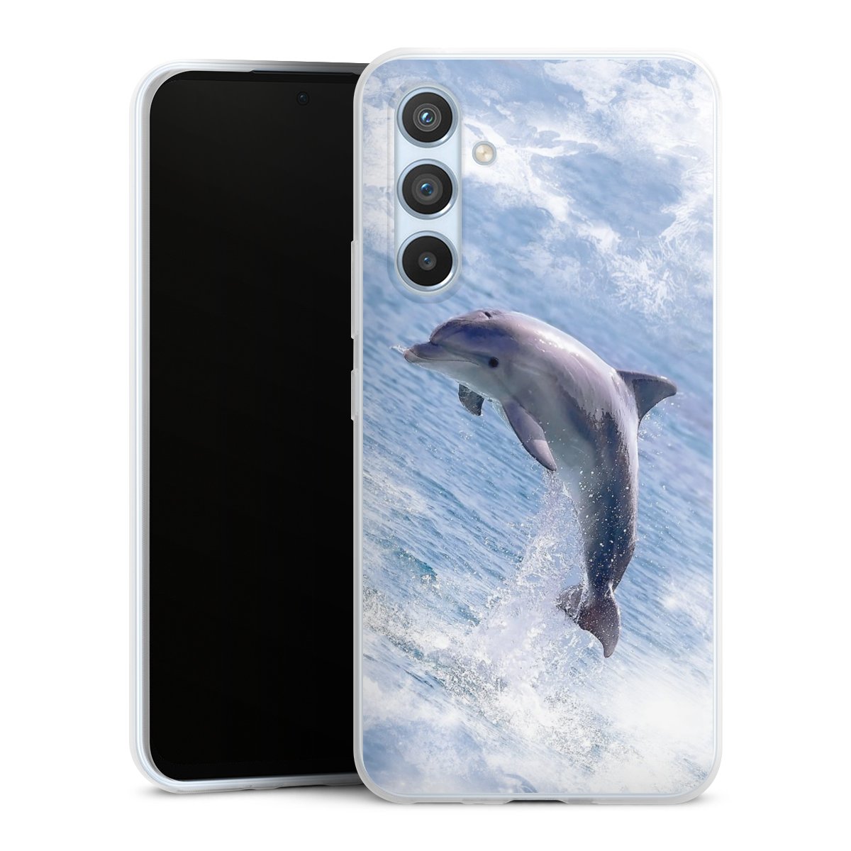 Galaxy A54 5G Handy Slim Case extra dünn Silikon Handyhülle transparent Hülle Dolphin Ocean Wale Silikon Slim Case