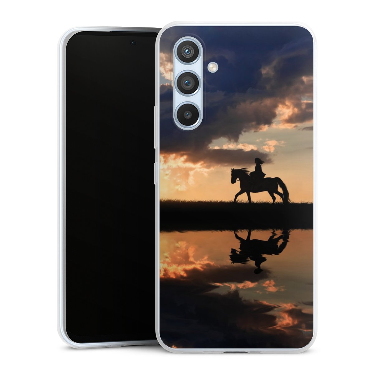 Galaxy A54 5G Handy Slim Case extra dünn Silikon Handyhülle transparent Hülle Horse Sunset Horseback Riding Silikon Slim Case