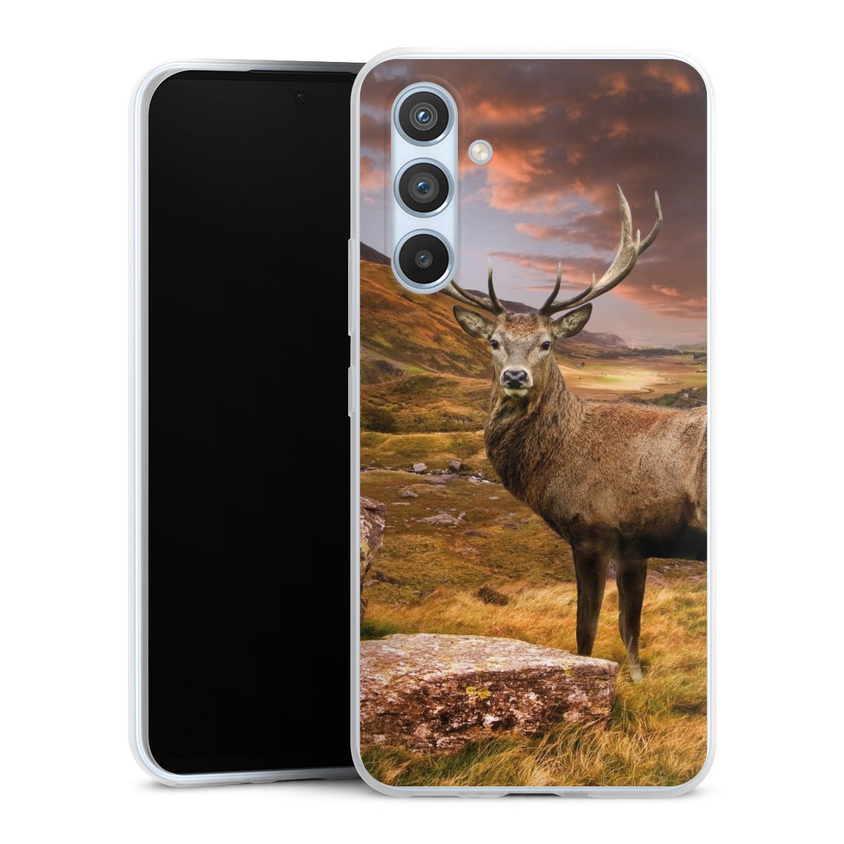 Galaxy A54 5G Handy Slim Case extra dünn Silikon Handyhülle transparent Hülle Meadow Mountain Deer Silikon Slim Case