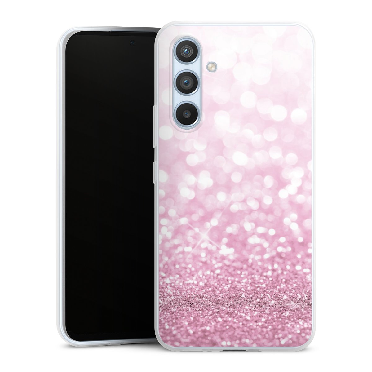 Galaxy A54 5G Handy Slim Case extra dünn Silikon Handyhülle transparent Hülle Glitzer Pink Shine Silikon Slim Case