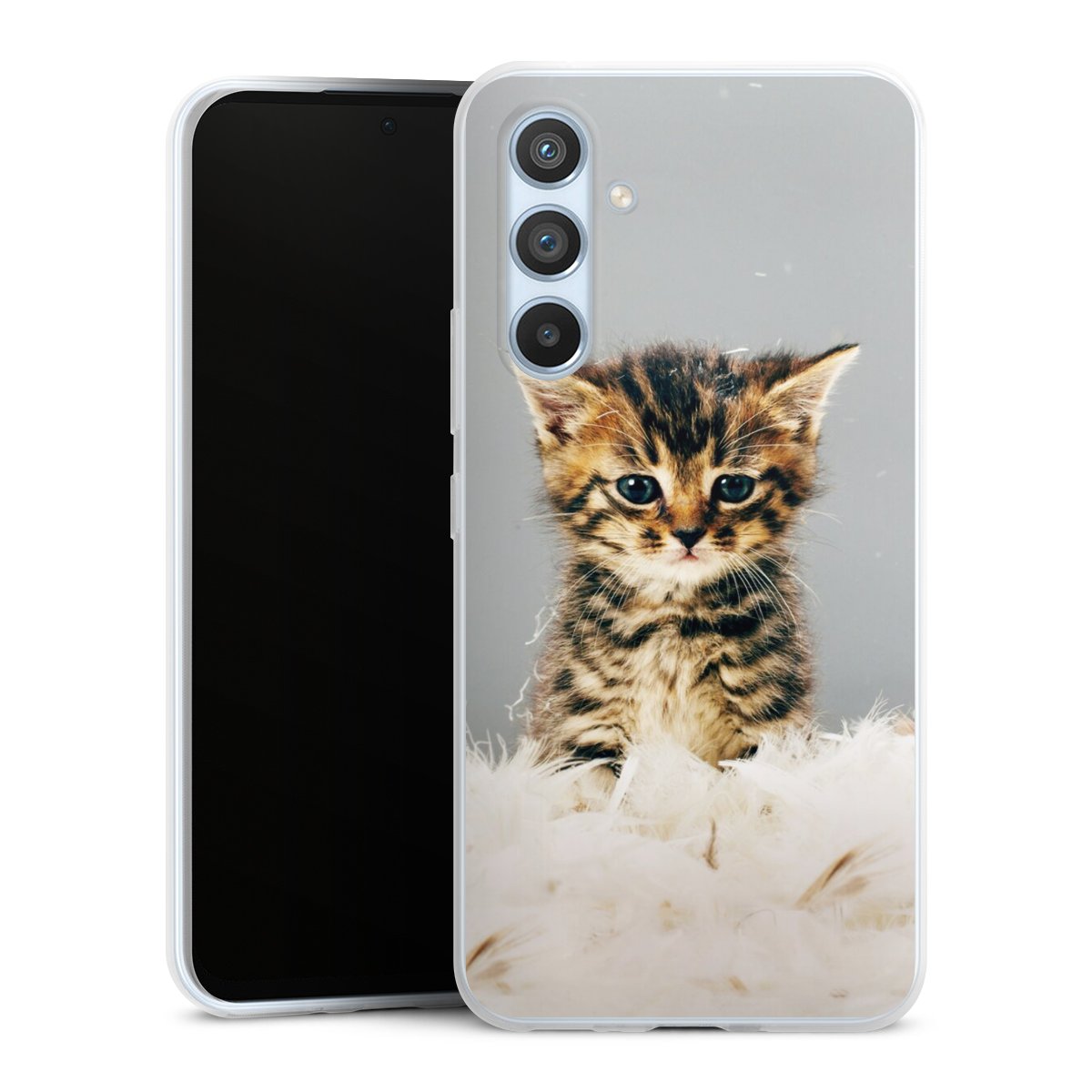 Galaxy A54 5G Handy Slim Case extra dünn Silikon Handyhülle transparent Hülle Cat Feather Pet Silikon Slim Case