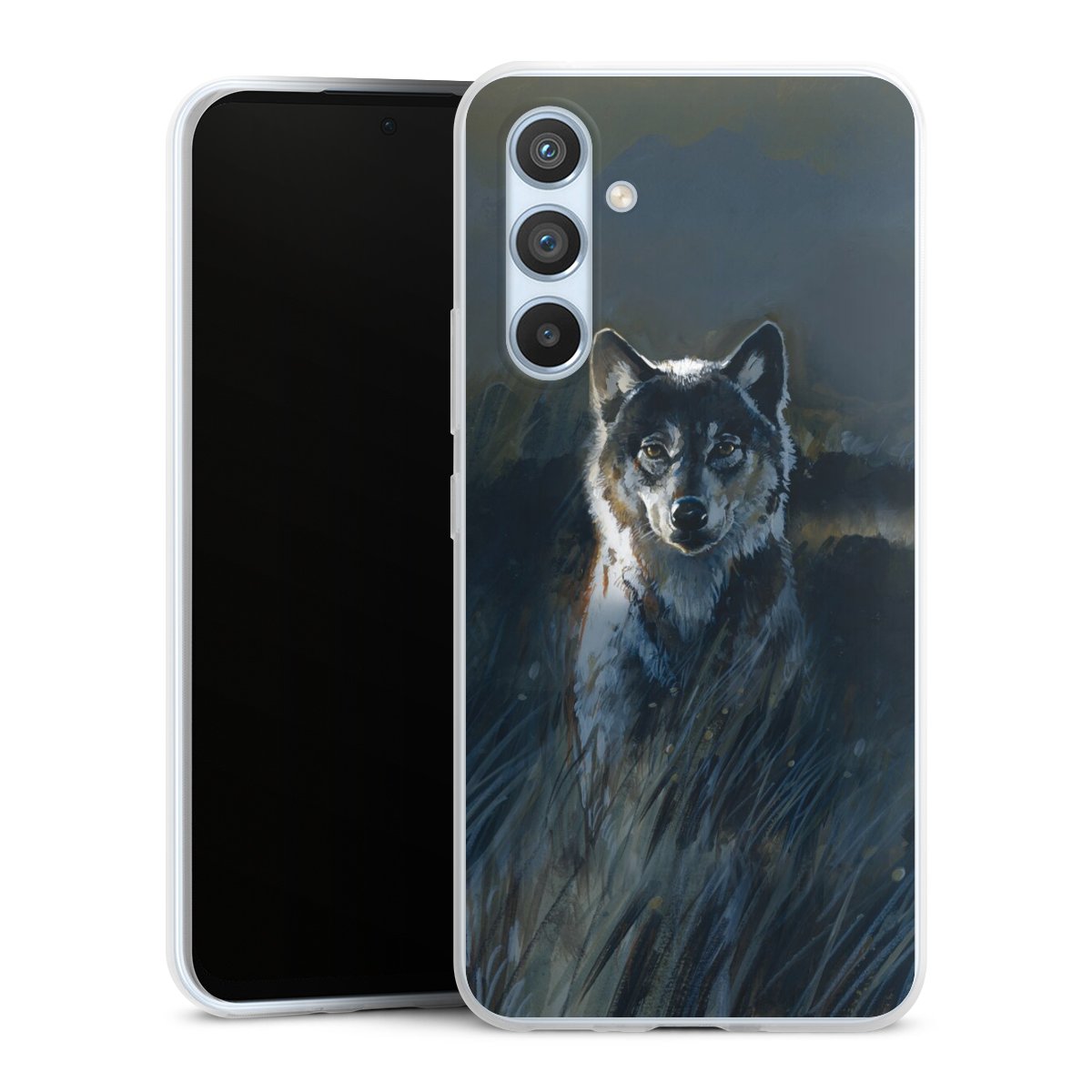 Galaxy A54 5G Handy Slim Case extra dünn Silikon Handyhülle transparent Hülle Nature Wolf Painting Silikon Slim Case