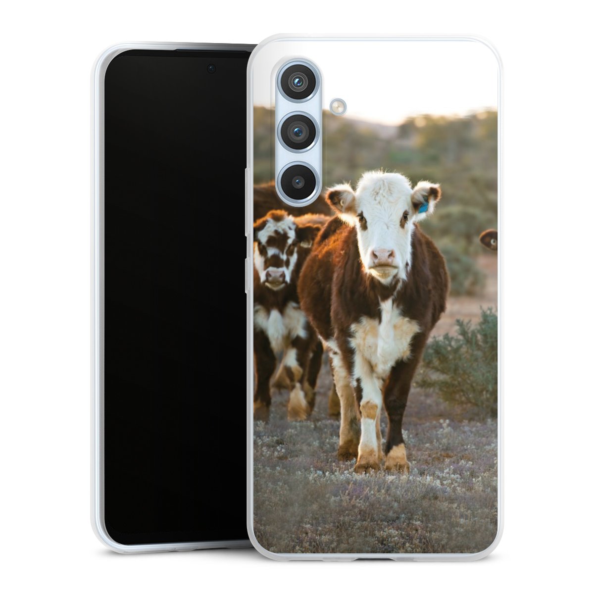 Galaxy A54 5G Handy Slim Case extra dünn Silikon Handyhülle transparent Hülle Cow Farmer Calf Silikon Slim Case