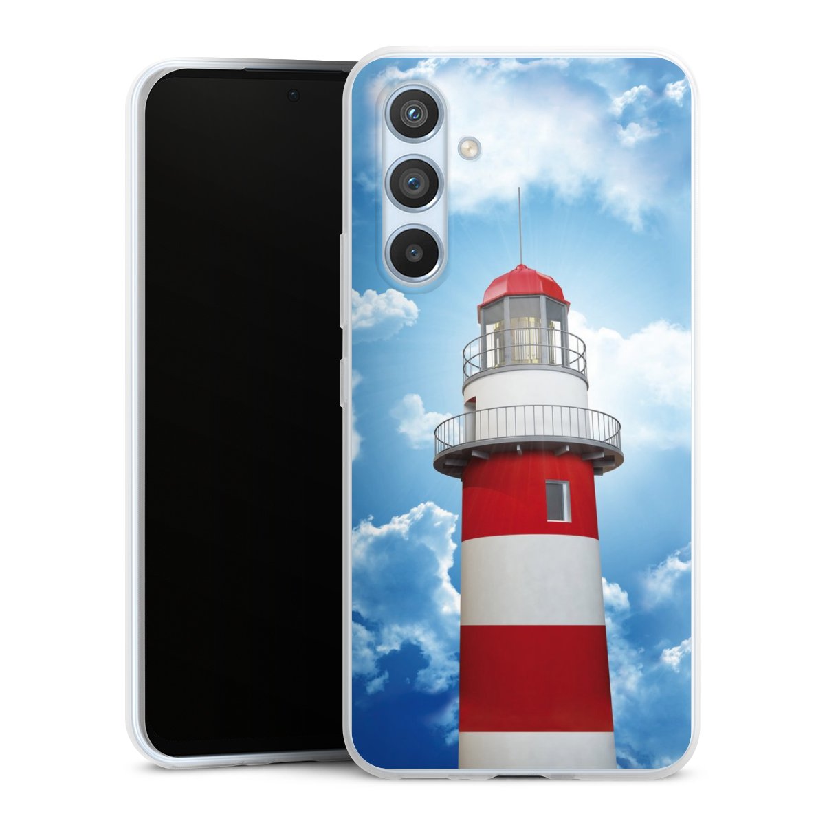 Galaxy A54 5G Handy Slim Case extra dünn Silikon Handyhülle transparent Hülle Lighthouse Sky Cloud Silikon Slim Case