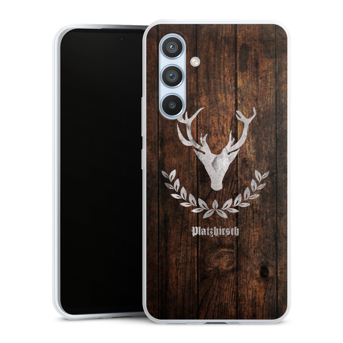 Galaxy A54 5G Handy Slim Case extra dünn Silikon Handyhülle transparent Hülle Deer Wood Wooden Look Silikon Slim Case