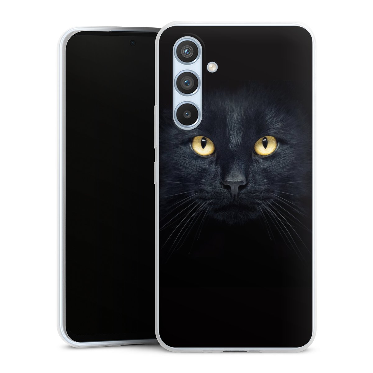 Galaxy A54 5G Handy Slim Case extra dünn Silikon Handyhülle transparent Hülle Eye Cat Black Silikon Slim Case