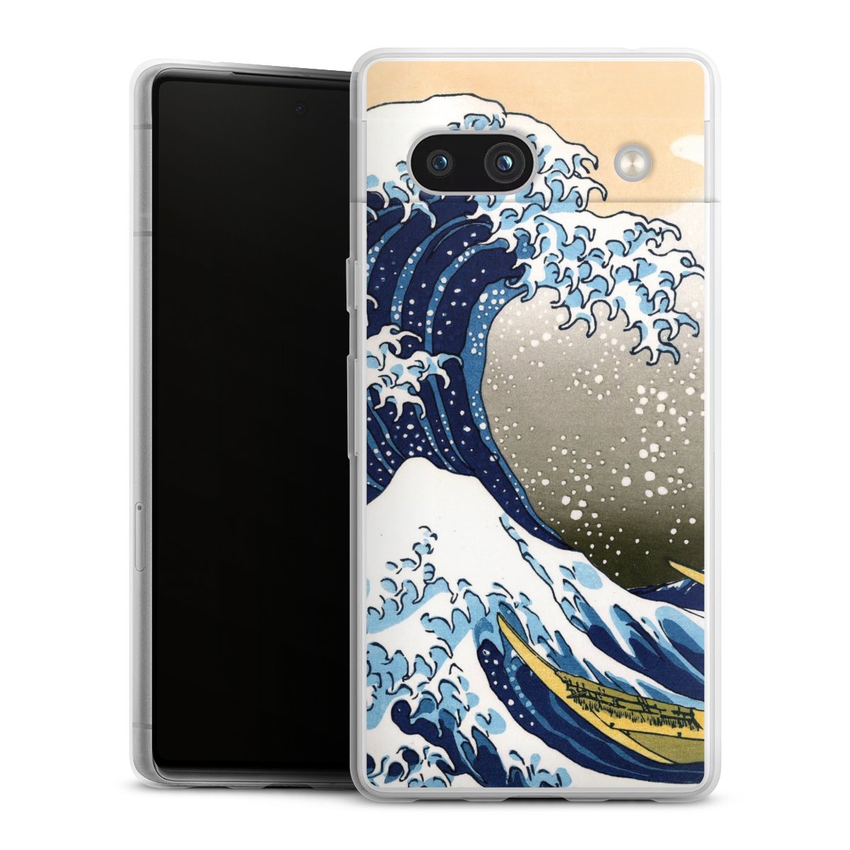 Google Pixel 7a Handy Slim Case extra dünn Silikon Handyhülle transparent Hülle Kunst Katsushika Hokusai Die Große Welle Vor Kanagawa Silikon Slim Case