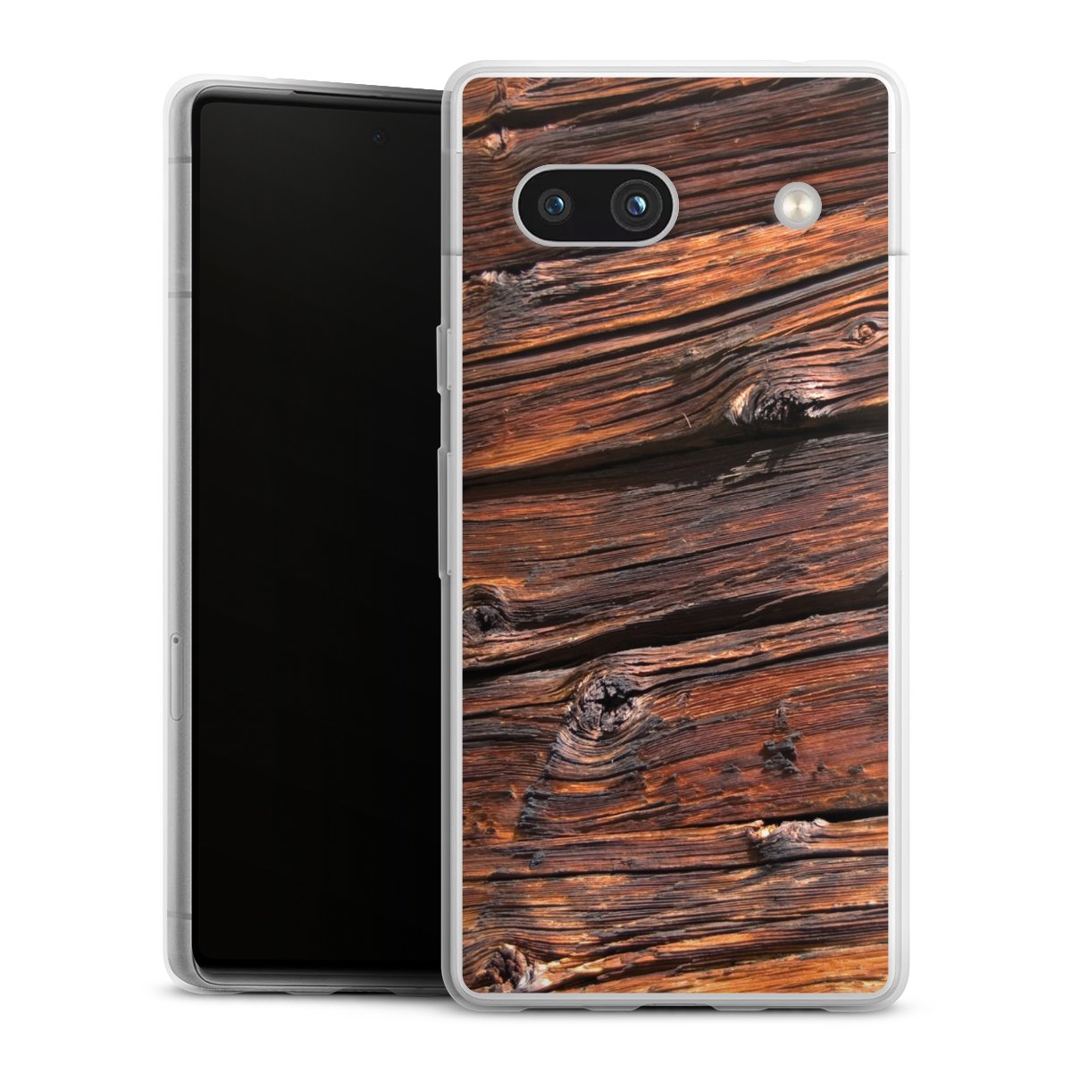 Google Pixel 7a Handy Slim Case extra dünn Silikon Handyhülle transparent Hülle Beams Wooden Look Wood Silikon Slim Case