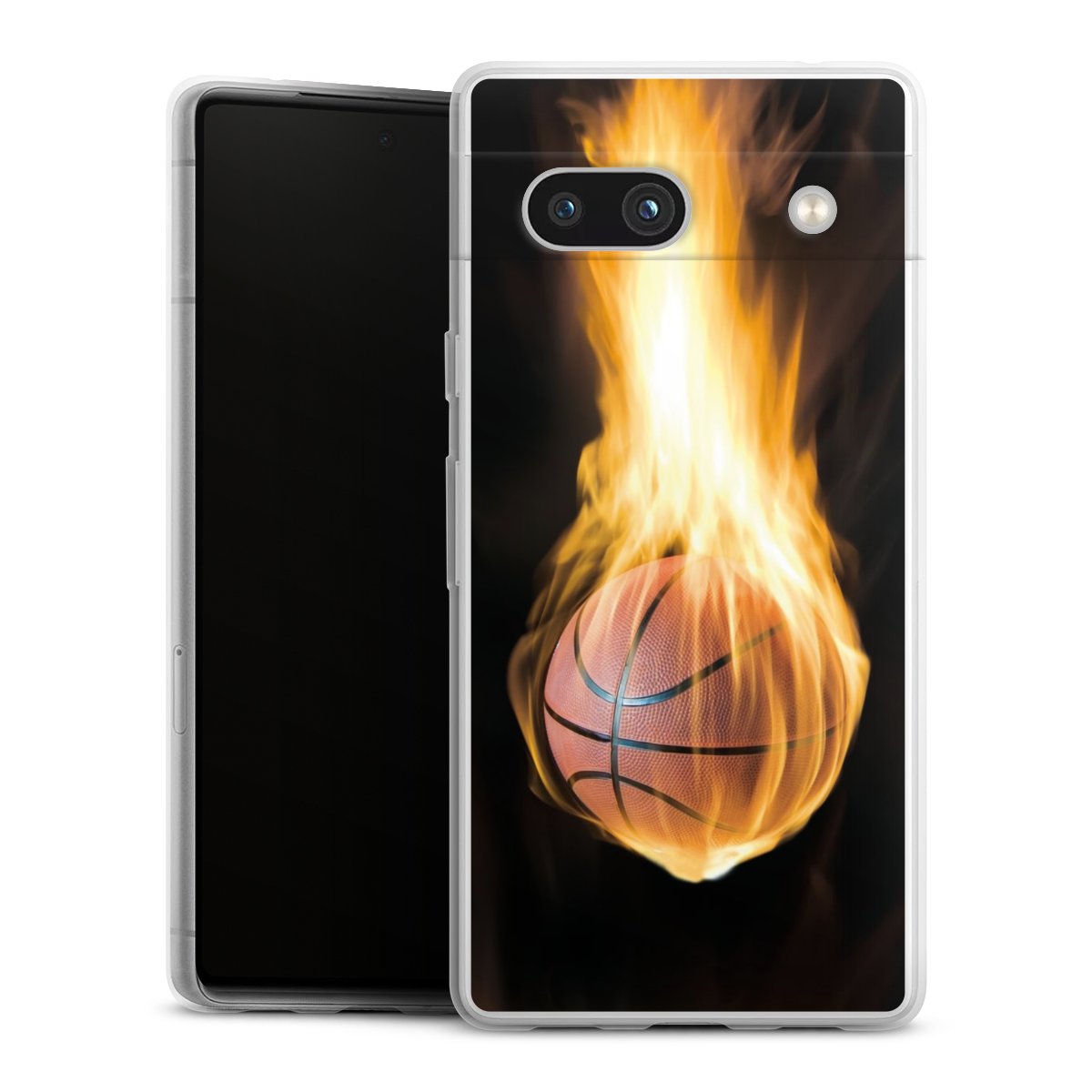 Google Pixel 7a Handy Slim Case extra dünn Silikon Handyhülle transparent Hülle Basketball Sports Fire Silikon Slim Case