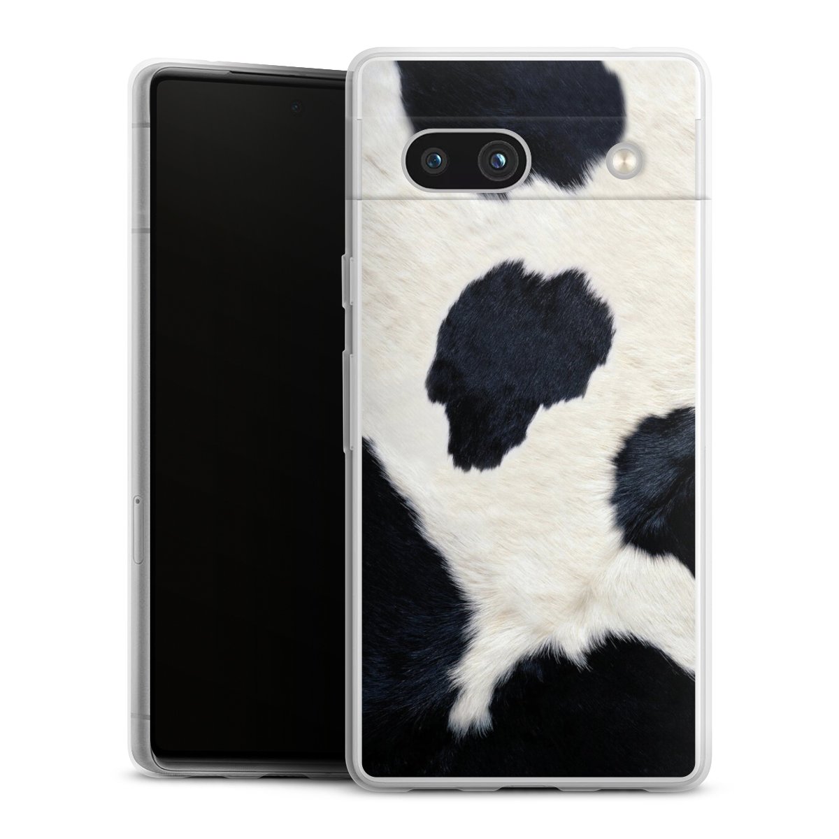 Google Pixel 7a Handy Slim Case extra dünn Silikon Handyhülle transparent Hülle Animal Look Animal Print Cow Skin Silikon Slim Case