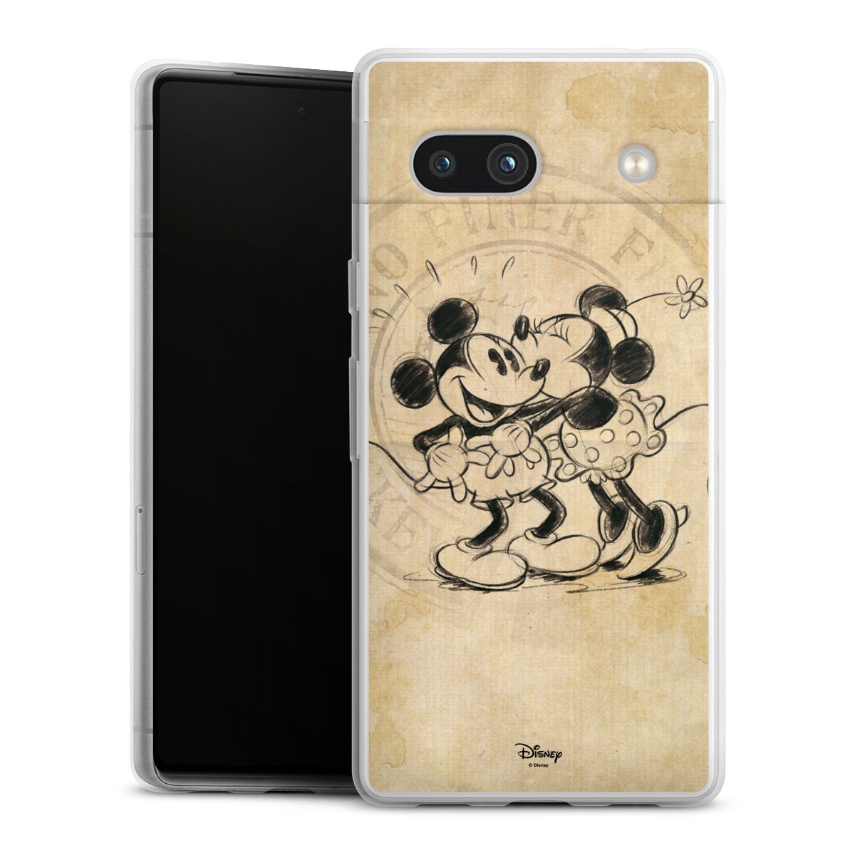 Google Pixel 7a Handy Slim Case extra dünn Silikon Handyhülle transparent Hülle Mickey Mouse Vintage Minnie Mouse Silikon Slim Case