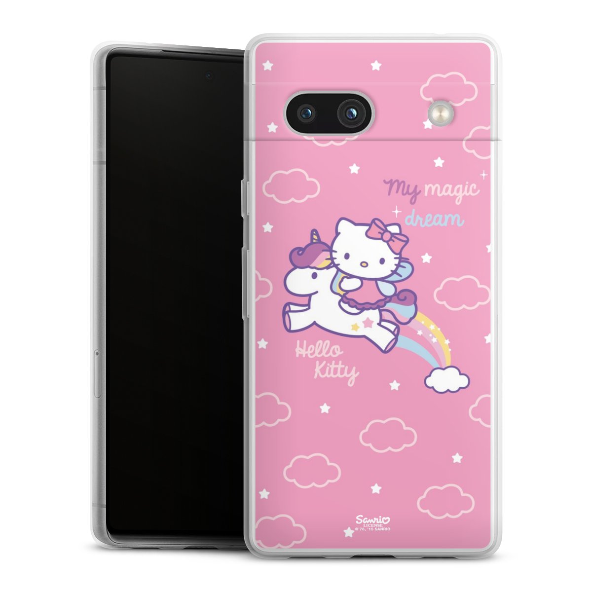 Google Pixel 7a Handy Slim Case extra dünn Silikon Handyhülle transparent Hülle Einhorn Official Licensed Product Hello Kitty Silikon Slim Case