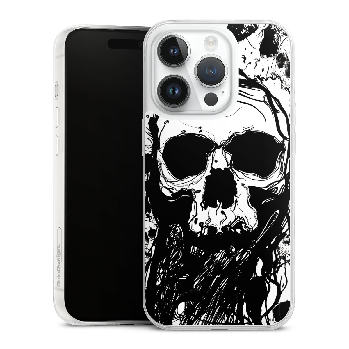 iPhone 14 Pro Handy Slim Case extra dünn Silikon Handyhülle transparent Hülle Totenkopf Halloween Silikon Slim Case