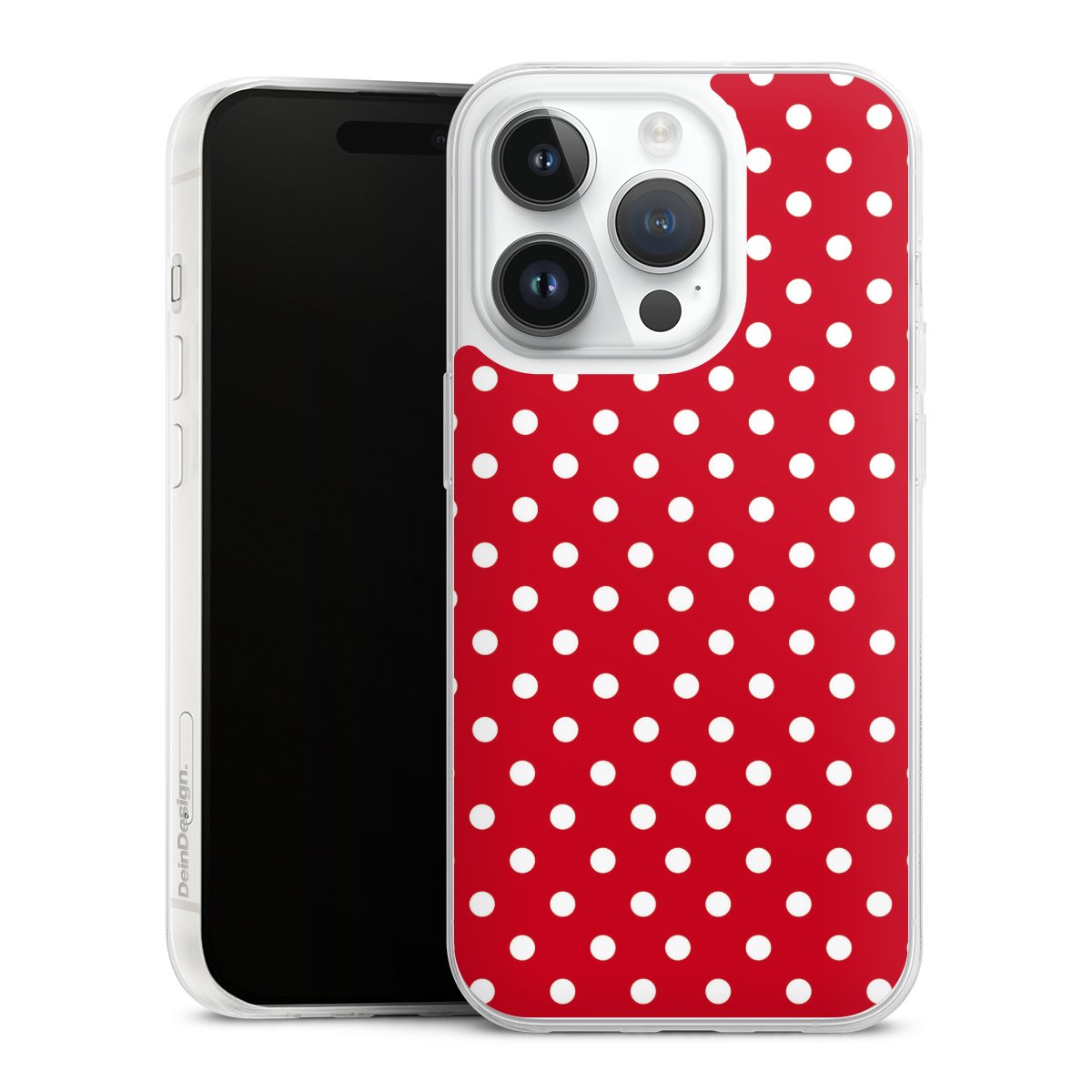 iPhone 14 Pro Handy Slim Case extra dünn Silikon Handyhülle transparent Hülle Points Polka Dots Retro Silikon Slim Case