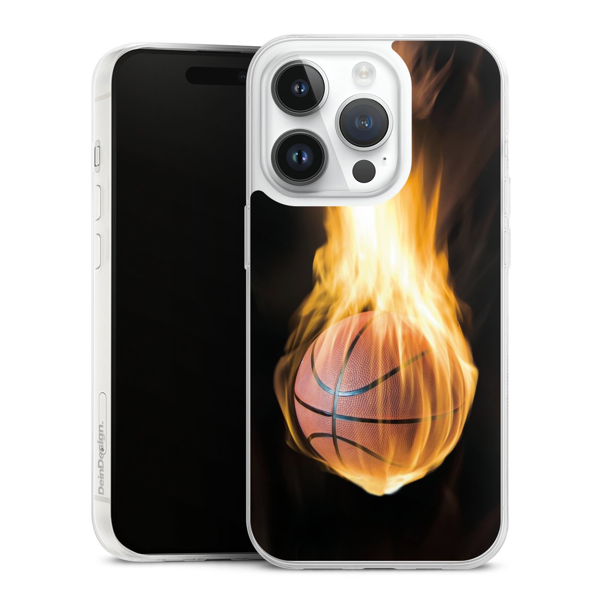 iPhone 14 Pro Handy Slim Case extra dünn Silikon Handyhülle transparent Hülle Basketball Sports Fire Silikon Slim Case