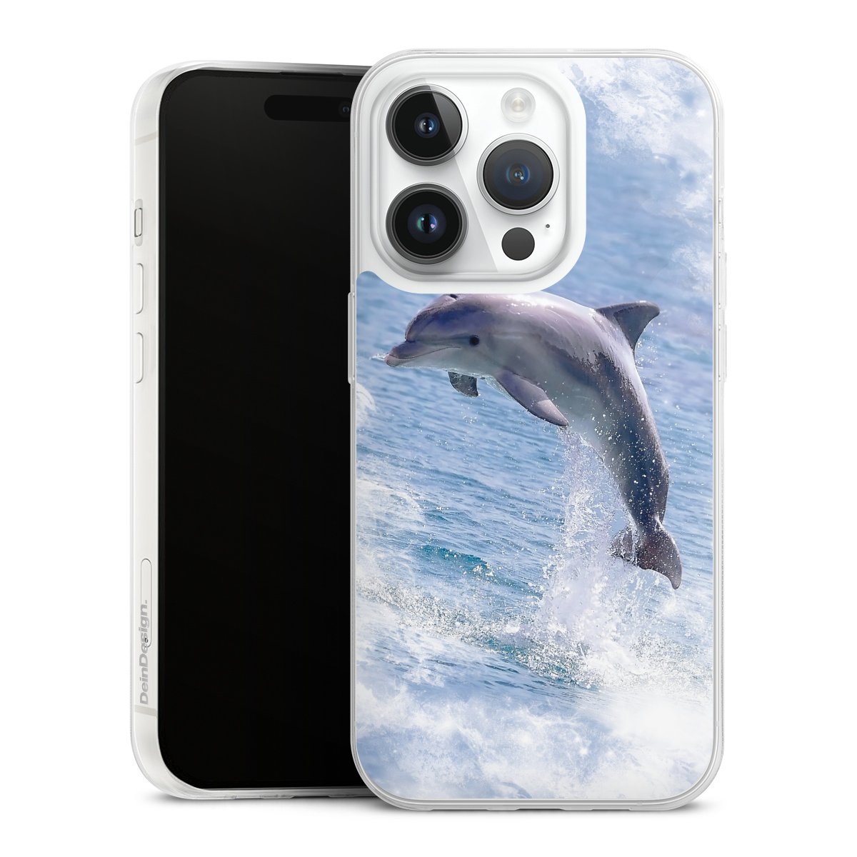 iPhone 14 Pro Handy Slim Case extra dünn Silikon Handyhülle transparent Hülle Dolphin Ocean Wale Silikon Slim Case