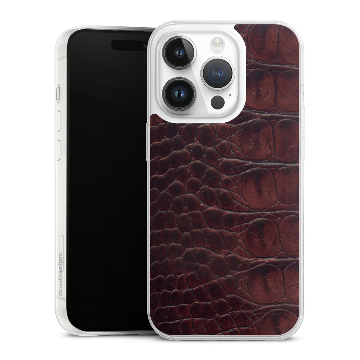 iPhone 14 Pro Handy Slim Case extra dünn Silikon Handyhülle transparent Hülle Crocodile Animal Print Leather Silikon Slim Case