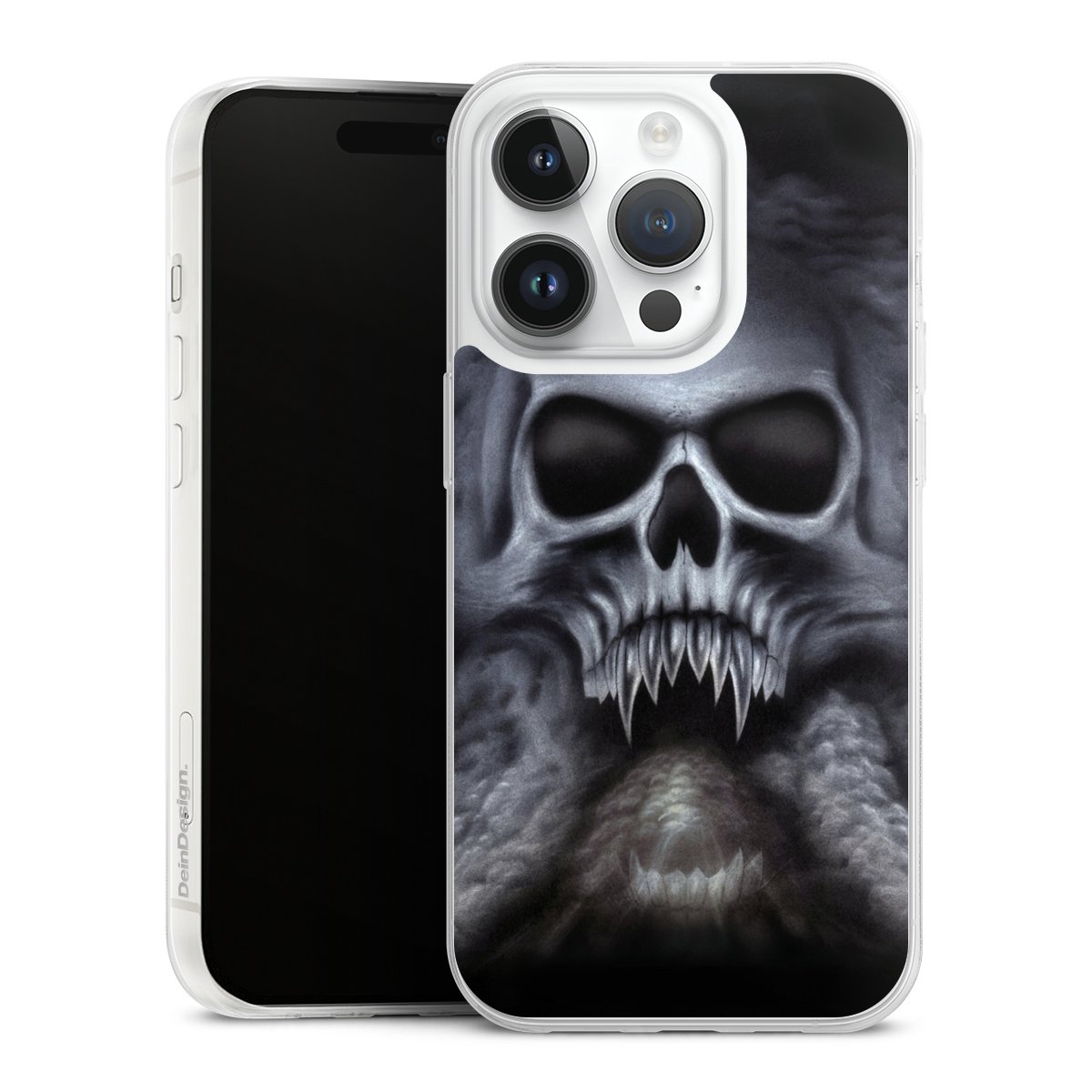 iPhone 14 Pro Handy Slim Case extra dünn Silikon Handyhülle transparent Hülle Totenkopf Skull Silikon Slim Case