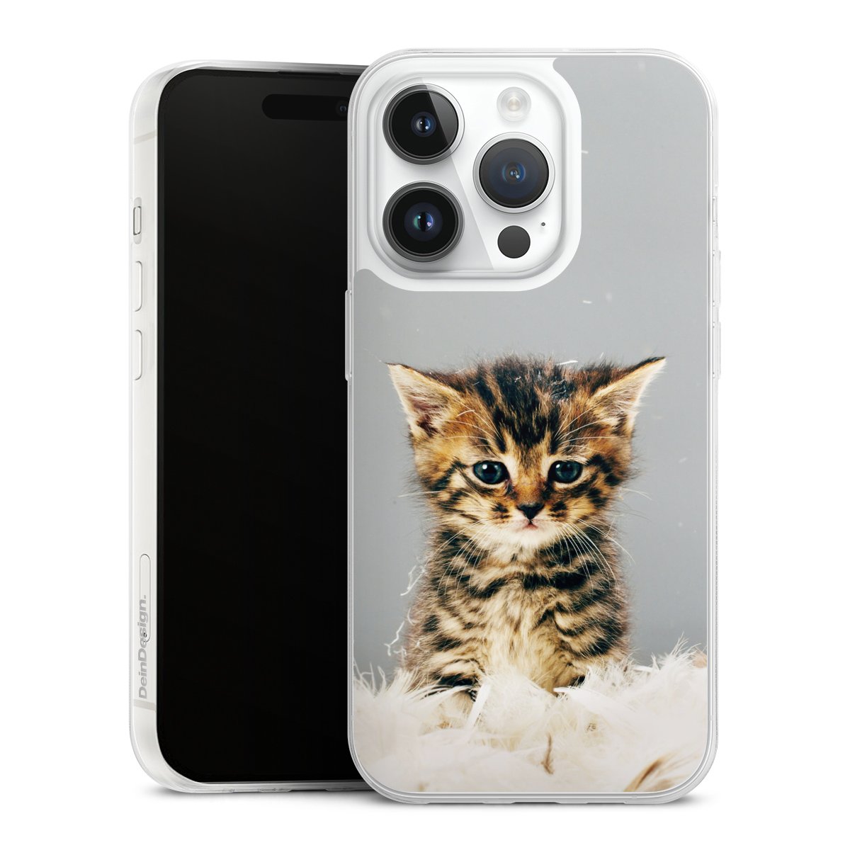 iPhone 14 Pro Handy Slim Case extra dünn Silikon Handyhülle transparent Hülle Cat Feather Pet Silikon Slim Case