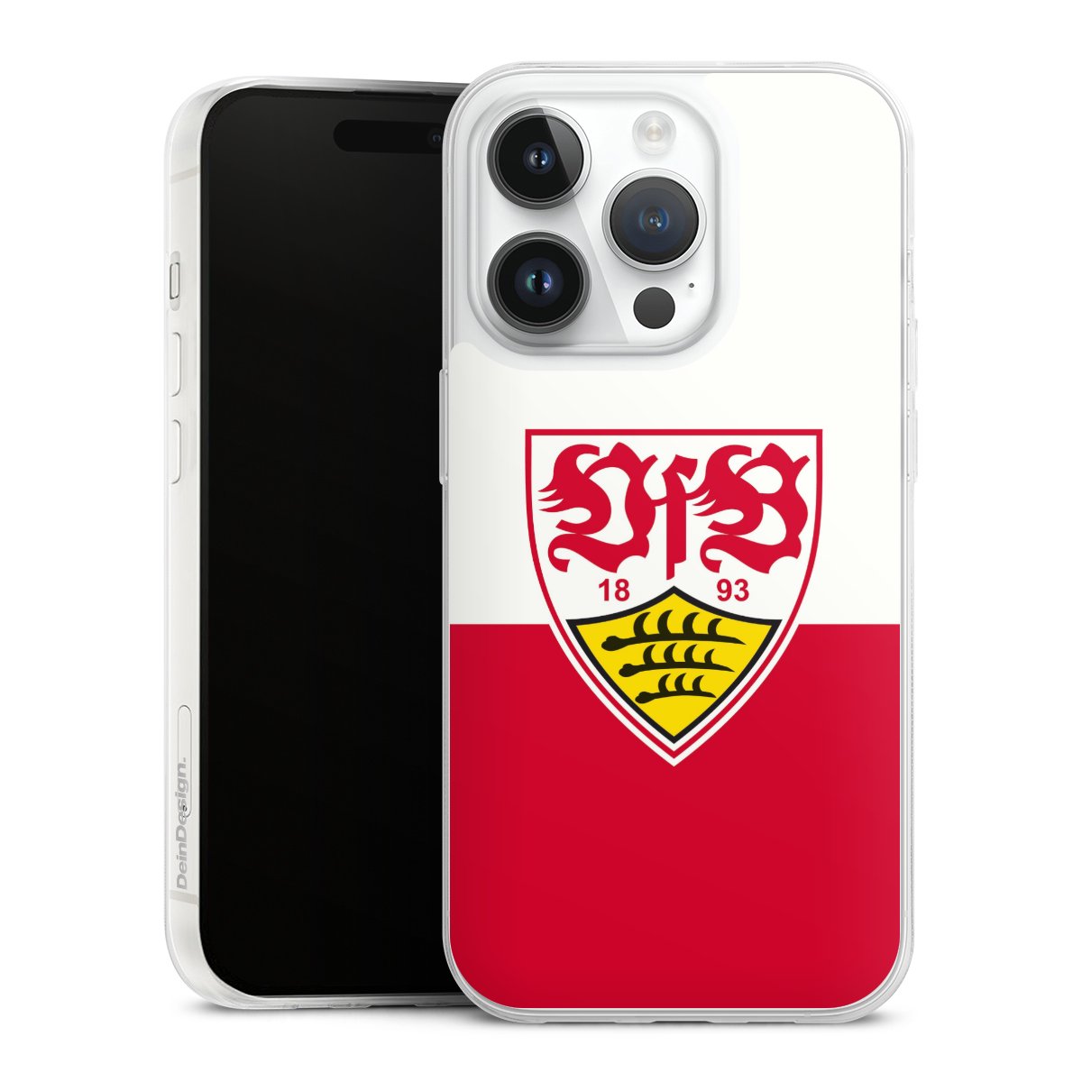 iPhone 14 Pro Handy Slim Case extra dünn Silikon Handyhülle transparent Hülle Official Licensed Product Logo Vfb Stuttgart Silikon Slim Case