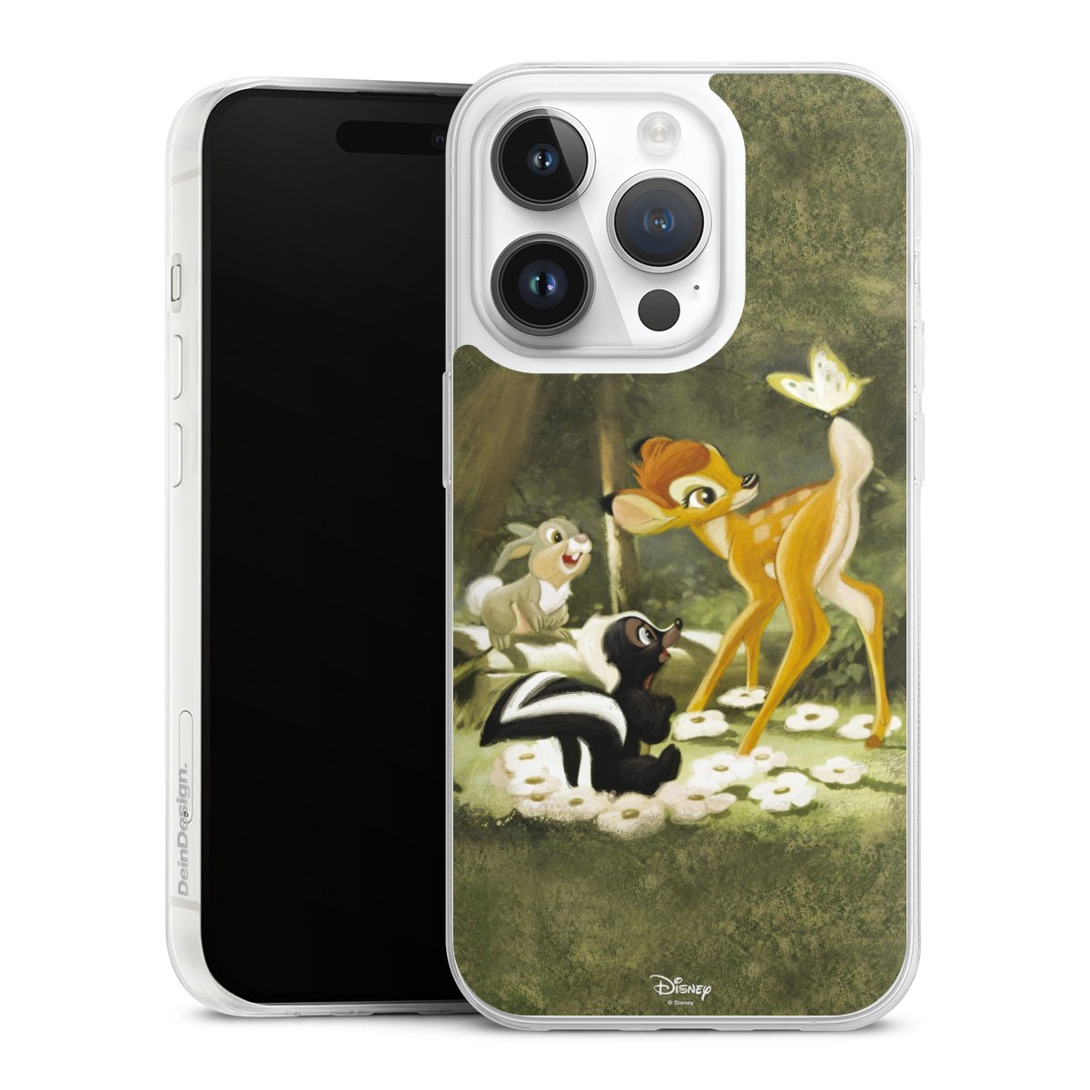 iPhone 14 Pro Handy Slim Case extra dünn Silikon Handyhülle transparent Hülle Disney Official Licensed Product Bambi Silikon Slim Case