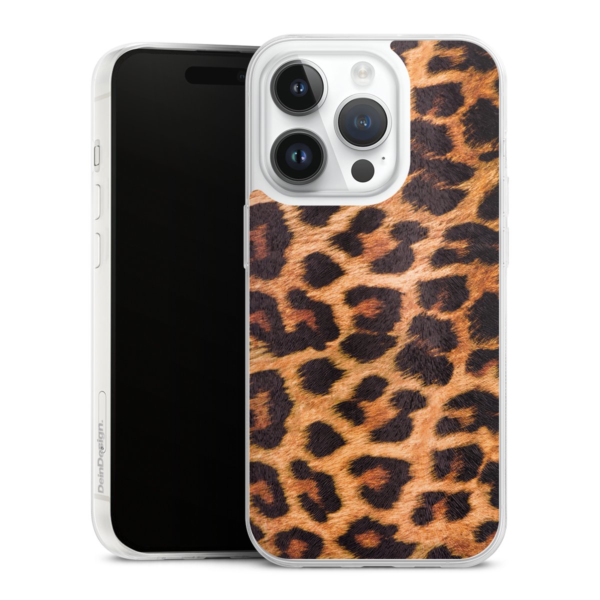 iPhone 14 Pro Handy Slim Case extra dünn Silikon Handyhülle transparent Hülle Animal Print Leopard Fur Silikon Slim Case