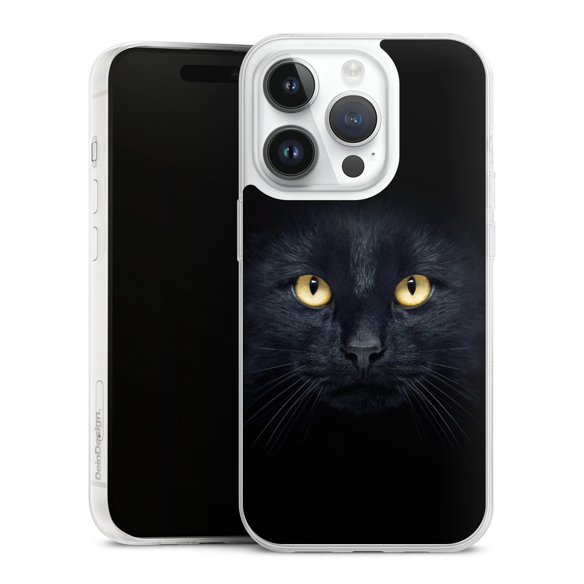 iPhone 14 Pro Handy Slim Case extra dünn Silikon Handyhülle transparent Hülle Eye Cat Black Silikon Slim Case