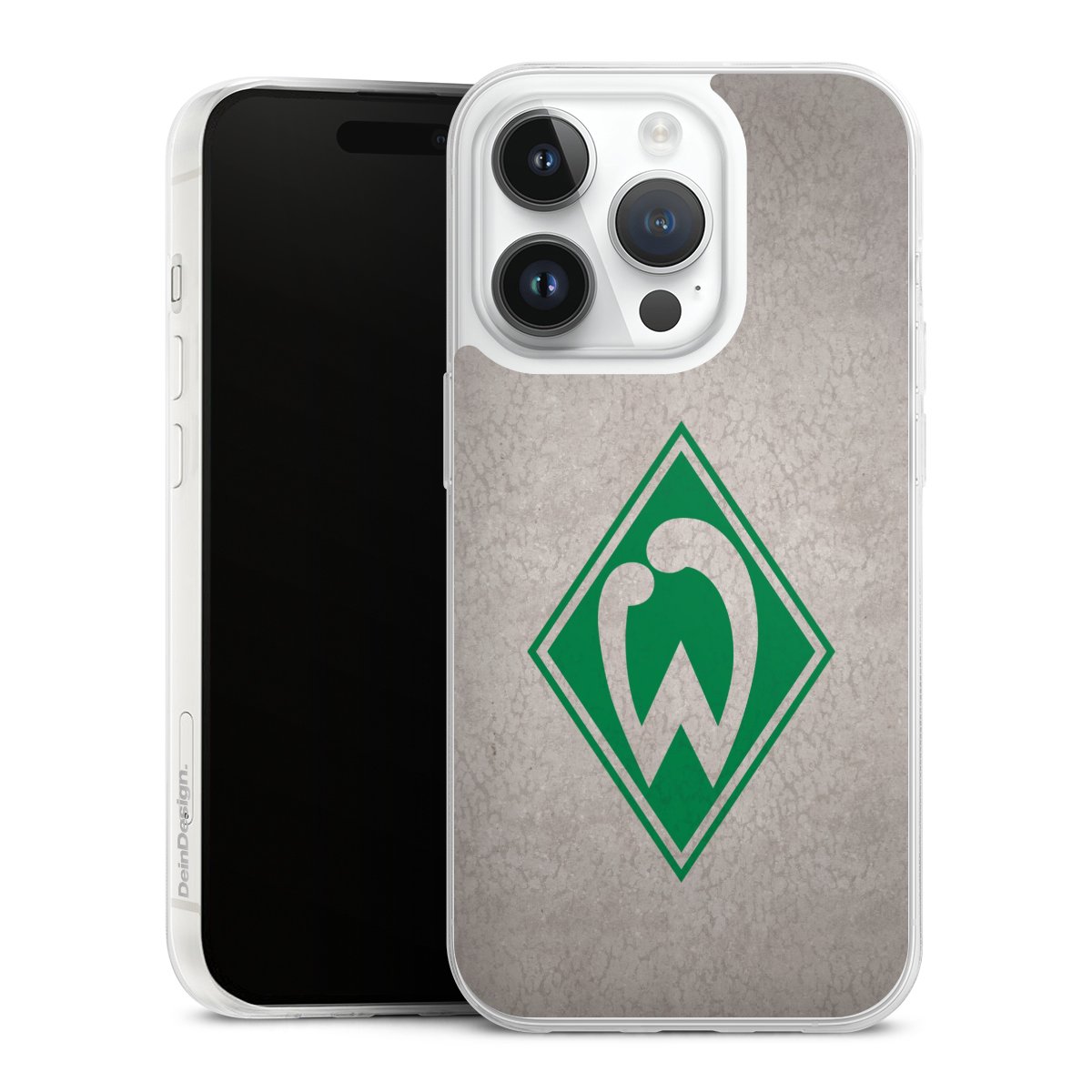 iPhone 14 Pro Handy Slim Case extra dünn Silikon Handyhülle transparent Hülle Sv Werder Bremen Concrete Official Licensed Product Silikon Slim Case