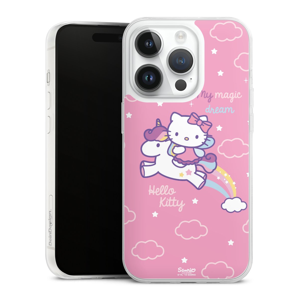 iPhone 14 Pro Handy Slim Case extra dünn Silikon Handyhülle transparent Hülle Einhorn Official Licensed Product Hello Kitty Silikon Slim Case