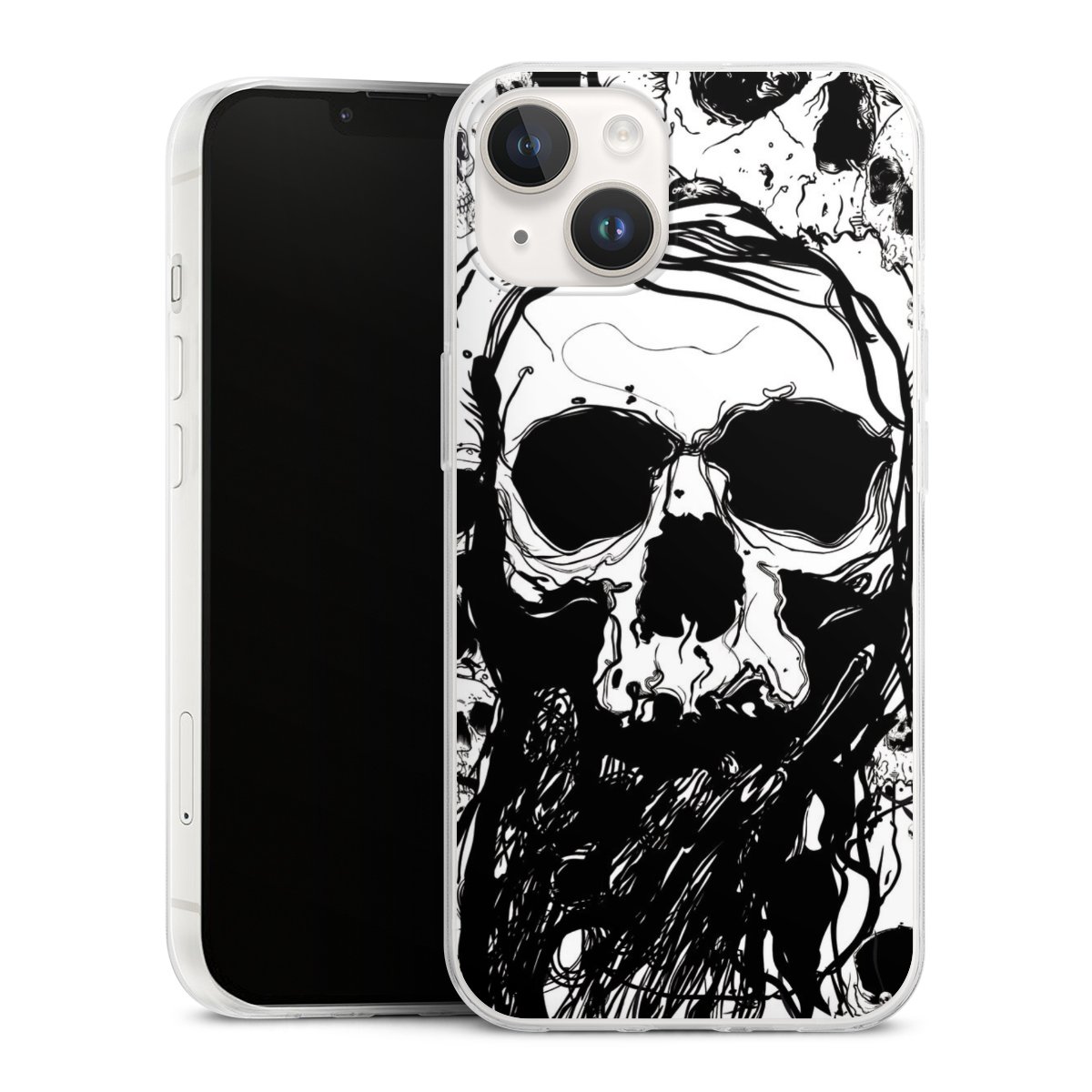 iPhone 14 Handy Slim Case extra dünn Silikon Handyhülle transparent Hülle Totenkopf Halloween Silikon Slim Case