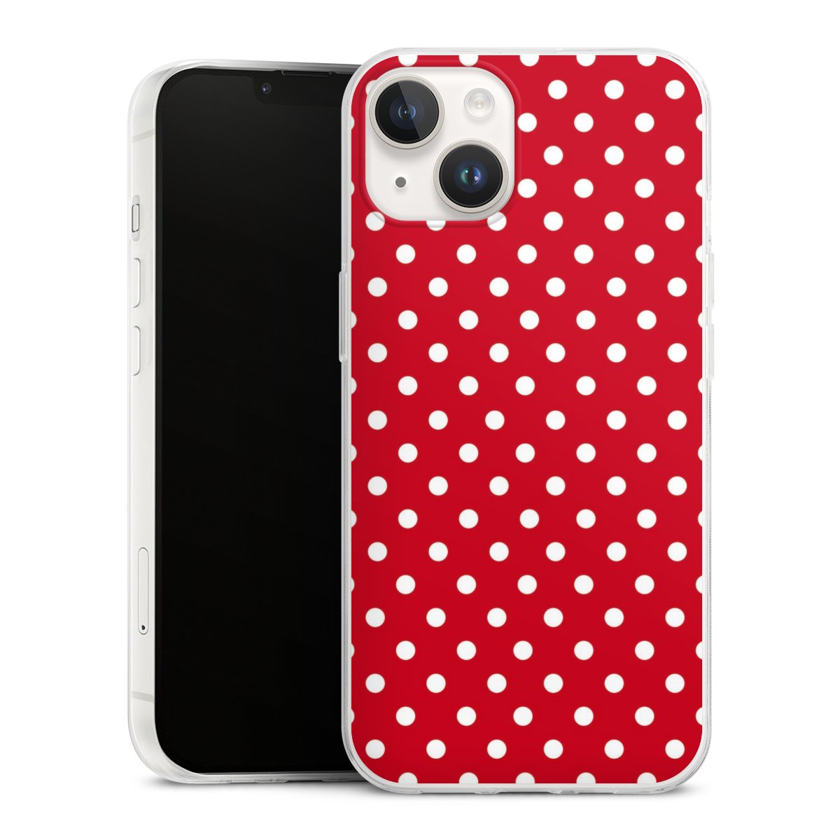 iPhone 14 Handy Slim Case extra dünn Silikon Handyhülle transparent Hülle Points Polka Dots Retro Silikon Slim Case