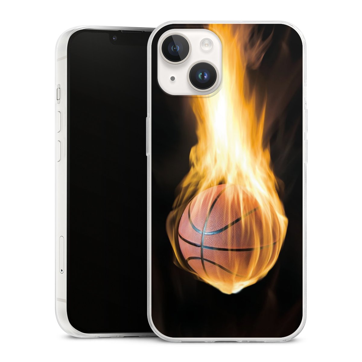 iPhone 14 Handy Slim Case extra dünn Silikon Handyhülle transparent Hülle Basketball Sports Fire Silikon Slim Case