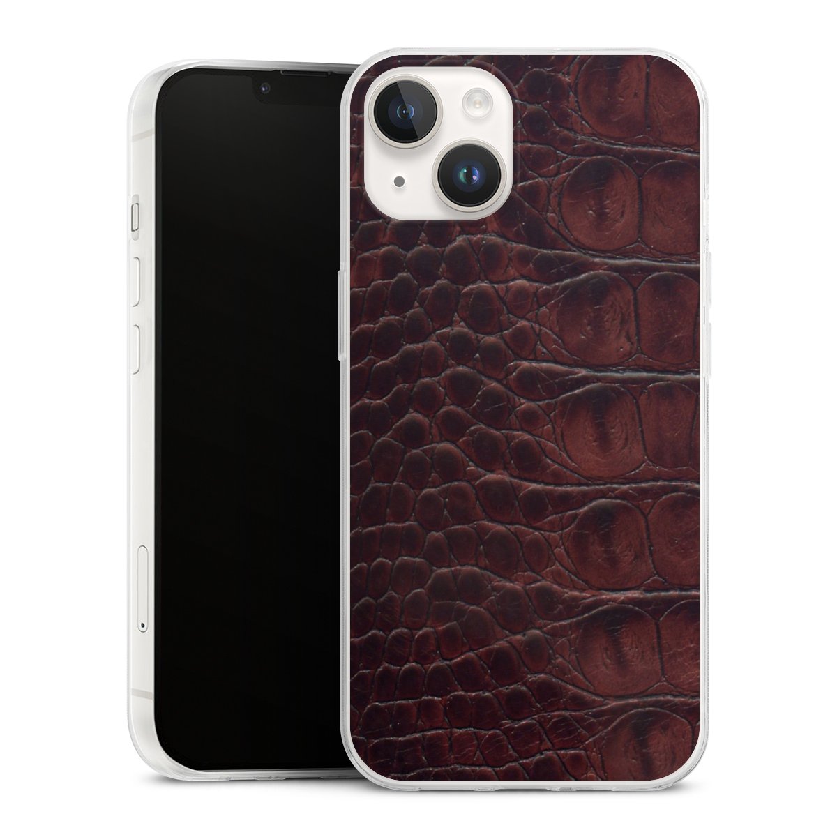 iPhone 14 Handy Slim Case extra dünn Silikon Handyhülle transparent Hülle Crocodile Animal Print Leather Silikon Slim Case