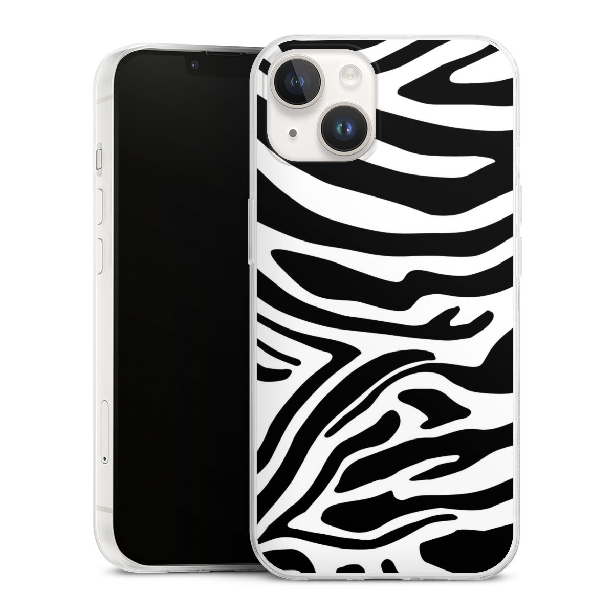 iPhone 14 Handy Slim Case extra dünn Silikon Handyhülle transparent Hülle Zebra Animal Look Animal Print Silikon Slim Case